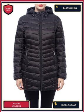 Puffer Jacket Long Winter Down Parka Hooded Packable Quilted Insulated